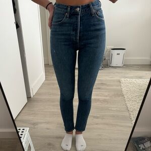 Agolde dark wash high waisted jeans!